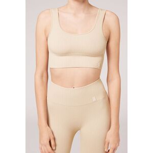 Calzedonia Top Sport Senza Cuciture a Costine Donna Naturale TU