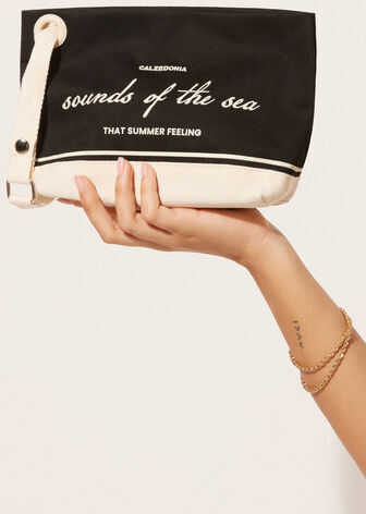 Calzedonia Pochette da Spiaggia Sounds of the Sea Donna Nero TU