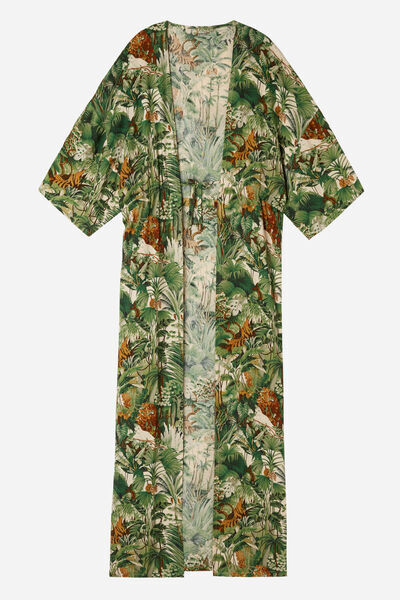 Calzedonia Kimono Lungo Savage Tropics Donna Verde S/M