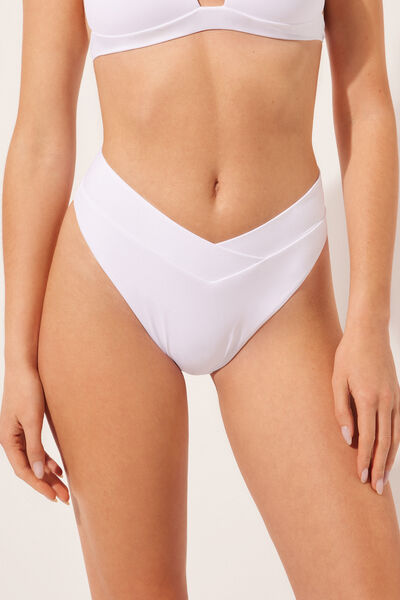 Calzedonia Brasiliana Vita Alta a V Costume Indonesia Donna Bianco XS