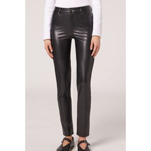 Calzedonia Leggings Effetto Pelle Termici Donna Nero XL