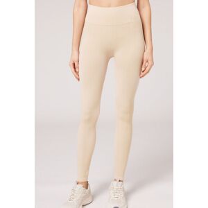 Calzedonia Leggings Sportivi in Seamless a Coste Sottili Donna Naturale M/L