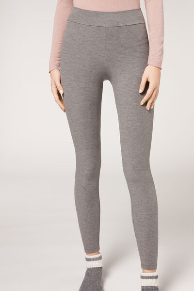 Calzedonia Leggings con Cashmere a Coste Donna Grigio XS