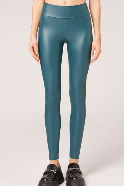 Calzedonia Leggings Effetto Pelle Donna Blu XS