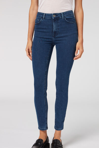 Calzedonia Jeans Push Up Skinny a Vita Alta Soft Touch Donna Blu XS