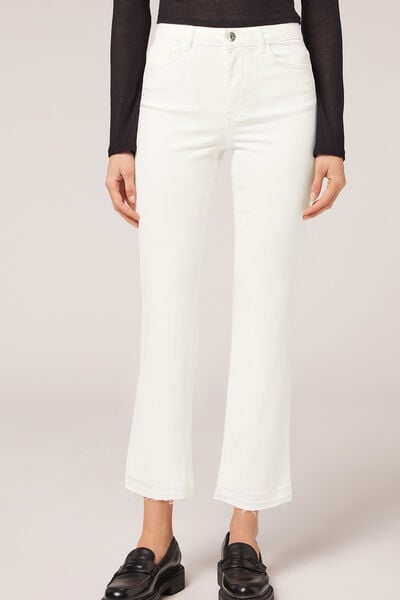 Calzedonia Jeans Cropped Flare Donna Bianco S