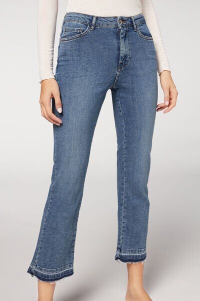Calzedonia Jeans Cropped Flare Donna Blu L