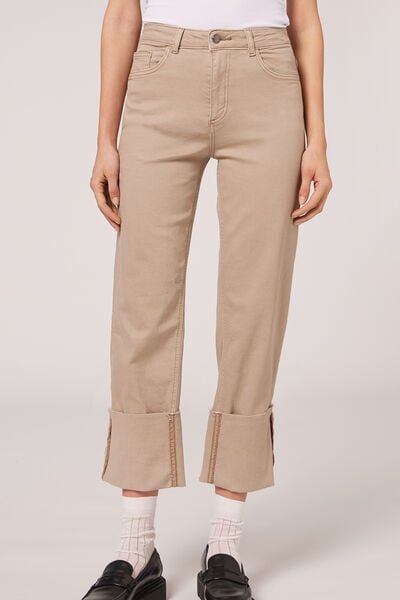 Calzedonia Jeans a Culotte con Risvolto Removibile Donna Naturale XS