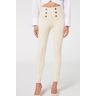 Calzedonia Leggings Skinny Modellanti con Bottoni Donna Bianco S