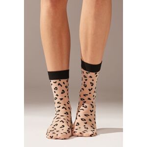 Calzedonia Calze Corte Velate 15 Denari Animalier Donna Nero TU