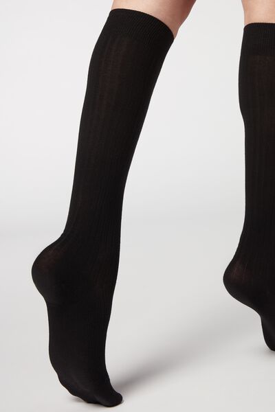 calzedonia calze lunghe a costine con cashmere da donna donna nero 39-41