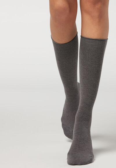 Calzedonia Calze Lunghezza 3/4 con Cashmere Donna Grigio 36-38