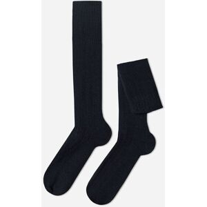 Calzedonia Calze Lunghe a Coste con Lana e Cashmere da Uomo Uomo Blu 40-41