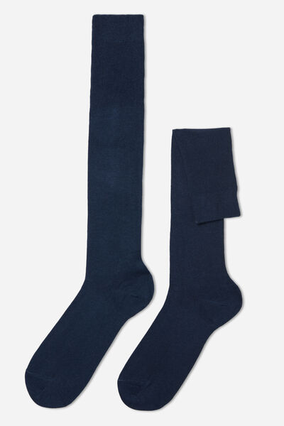 Calzedonia Calze Lunghe con Cashmere da Uomo Uomo Blu 42-43