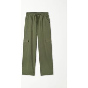 Tezenis Pantaloni Lunghi in 100% Cotone Super Leggero con Tasche Cargo Donna Verde Tamaño L