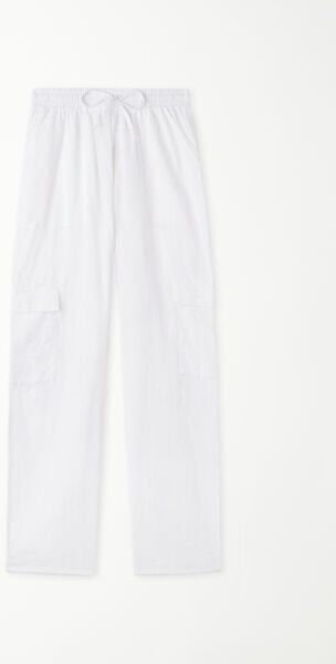 Tezenis Pantaloni Lunghi in 100% Tela Cotone con Tasche Donna Bianco Tamaño M