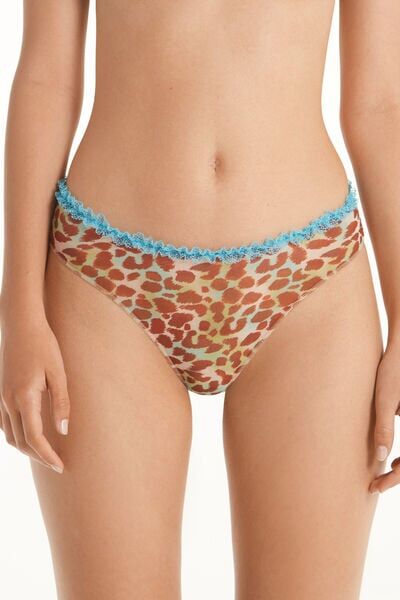 Tezenis Slip Alto Hypnotic Animalier Donna Blu Tamaño L