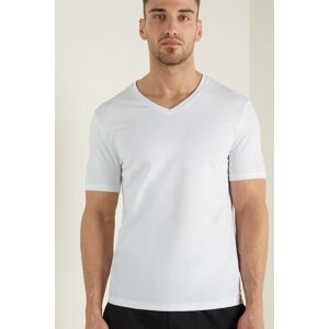 Tezenis T-shirt Scollo a V in Cotone Elasticizzato Uomo Bianco Tamaño L