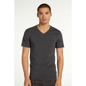 Tezenis T-shirt Scollo a V in Cotone Elasticizzato Uomo Grigio Scuro Tamaño S