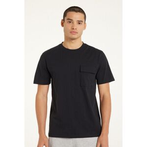 Tezenis T-Shirt Girocollo in Cotone con Taschino Uomo Nero Tamaño S