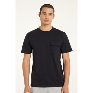 Tezenis T-Shirt Girocollo in Cotone con Taschino Uomo Nero Tamaño L