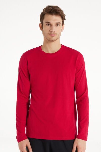 Tezenis Maglia Girocollo Manica Lunga Cotone Uomo Rosso Tamaño M