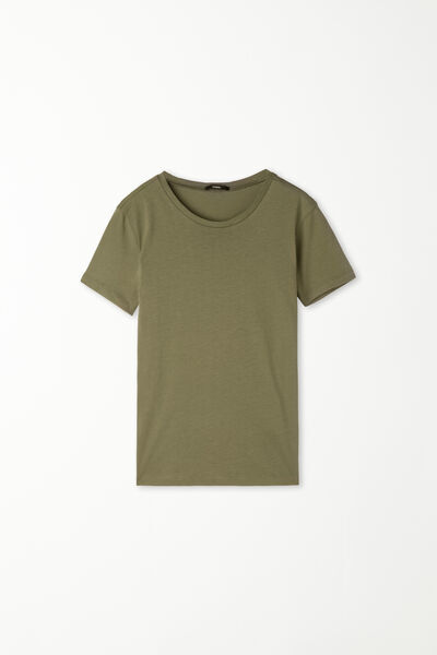 Tezenis T-Shirt Basic Girocollo in 100% Cotone Bimbi Unisex Unisex Verde Tamaño 4-5
