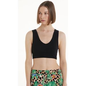 Tezenis Top Cortissimo Scollo V in Cotone a Costine Donna Nero Tamaño L