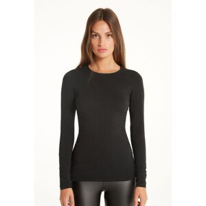 Tezenis Maglia Manica Lunga Girocollo in Cotone Elasticizzato Donna Nero Tamaño XL