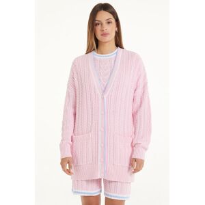 Tezenis Cardigan Lungo Manica Lunga Treccia con Tasche Donna Rosa Tamaño M