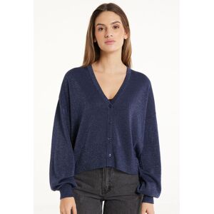 Tezenis Cardigan Corto Manica Lunga con Bottoni Tessuto Laminato Donna Blu Tamaño S