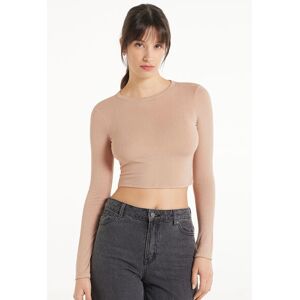 Tezenis Maglia Corta a Manica Lunga Viscosa Ultraleggera a Costine Donna Naturale Tamaño S