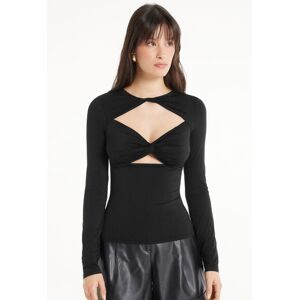 Tezenis Maglia Manica Lunga Microfibra con Nodi Donna Nero Tamaño S