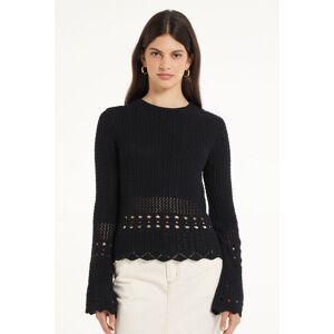 Tezenis Maglia Manica Lunga Crochet Donna Nero Tamaño L