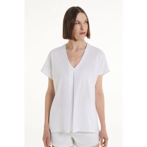 Tezenis T-Shirt Scollo a V con Pince in Cotone Donna Bianco Tamaño S