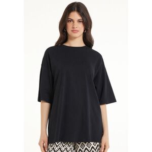 Tezenis T-Shirt a Girocollo Oversize in Cotone Donna Nero Tamaño L