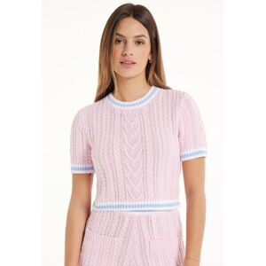 Tezenis Maglia Corta a Mezza Manica Tessuto Calato Treccia Donna Rosa Tamaño M