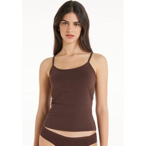 Tezenis Canotta Scollo Tondo in Cotone Elasticizzato Donna Marrone Tamaño L