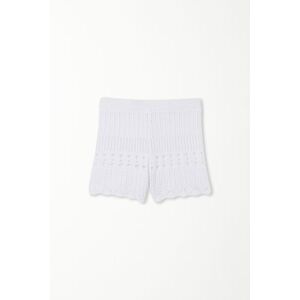 Tezenis Short a Vita Alta Crochet Donna Bianco Tamaño L