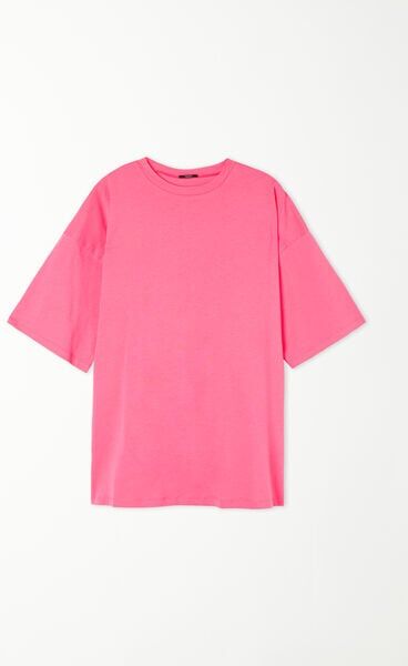 Tezenis T-Shirt a Girocollo Oversize in Cotone Donna Rosa Tamaño L