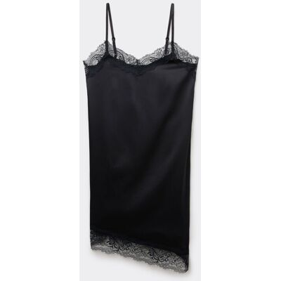 Tezenis Sottoveste Vestito Asimmetrica in Raso e Pizzo Donna Nero Tamaño S Tezenis Sottoveste Vestito Asimmetrica in Raso e Pizzo Donna Nero Tamaño S