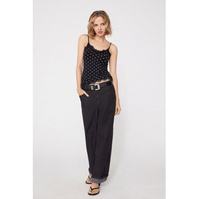 Tezenis Canotta Scollo a V con Inserto in Pizzo Donna Nero Tamaño S Tezenis Canotta Scollo a V con Inserto in Pizzo Donna Nero Tamaño S