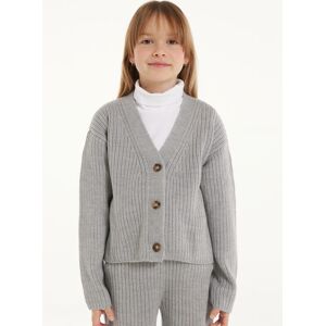 Tezenis Cardigan Pesante Manica Lunga con Bottoni a Costine Bimba Bambina Grigio Tamaño 12-13