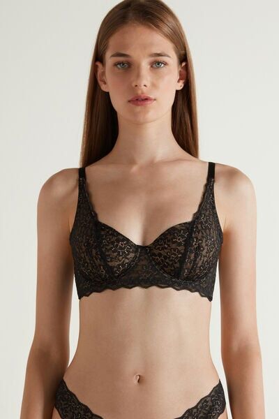 Tezenis Reggiseno Balconcino Non Imbottito in Pizzo Riciclato Paris Donna Nero Tamaño 3B