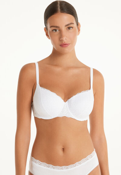 Tezenis Reggiseno Balconcino in Pizzo Riciclato Prague Full Cover Donna Bianco Tamaño 3B