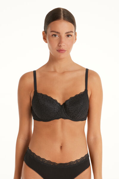 Tezenis Reggiseno Balconcino in Pizzo Riciclato Prague Full Cover Donna Nero Tamaño 3B