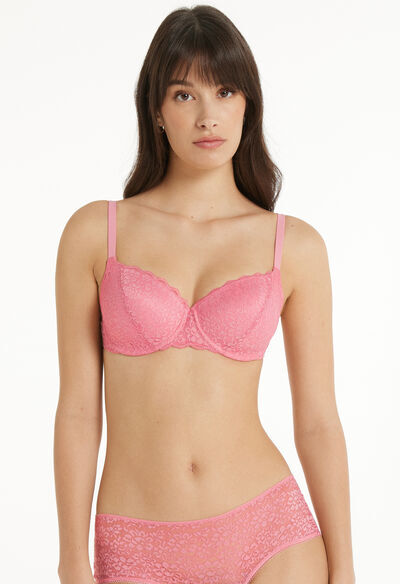 Tezenis Reggiseno Balconcino in Pizzo Riciclato Prague Full Cover Donna Rosa Chiaro Tamaño 5B