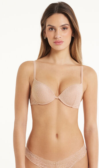 Tezenis Reggiseno Super Push-up in Pizzo Riciclato Los Angeles Donna Naturale Tamaño 2A