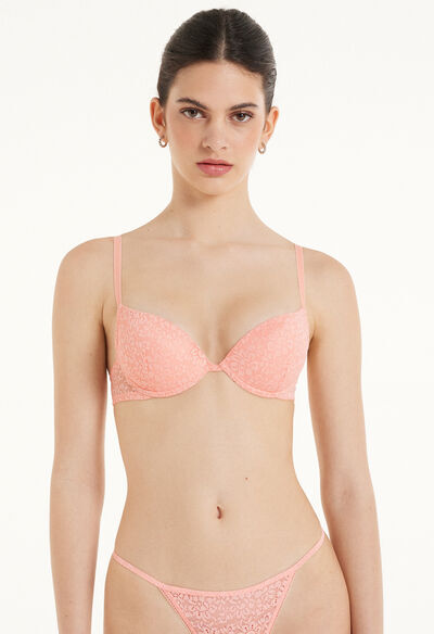 Tezenis Reggiseno Super Push-up in Pizzo Riciclato Los Angeles Donna Rosa Chiaro Tamaño 2A