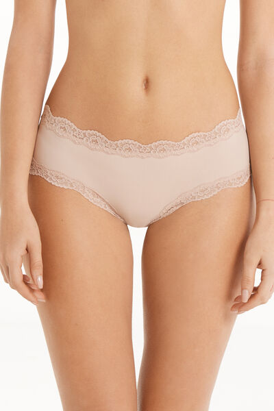 Tezenis Culotte Brasiliana Microfibra e Pizzo Donna Naturale Tamaño XL